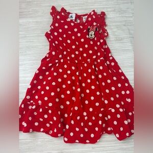 DISNEY 5/6 ✨ Minnie Mouse Red Polka Dot Kids Dress excellent condition